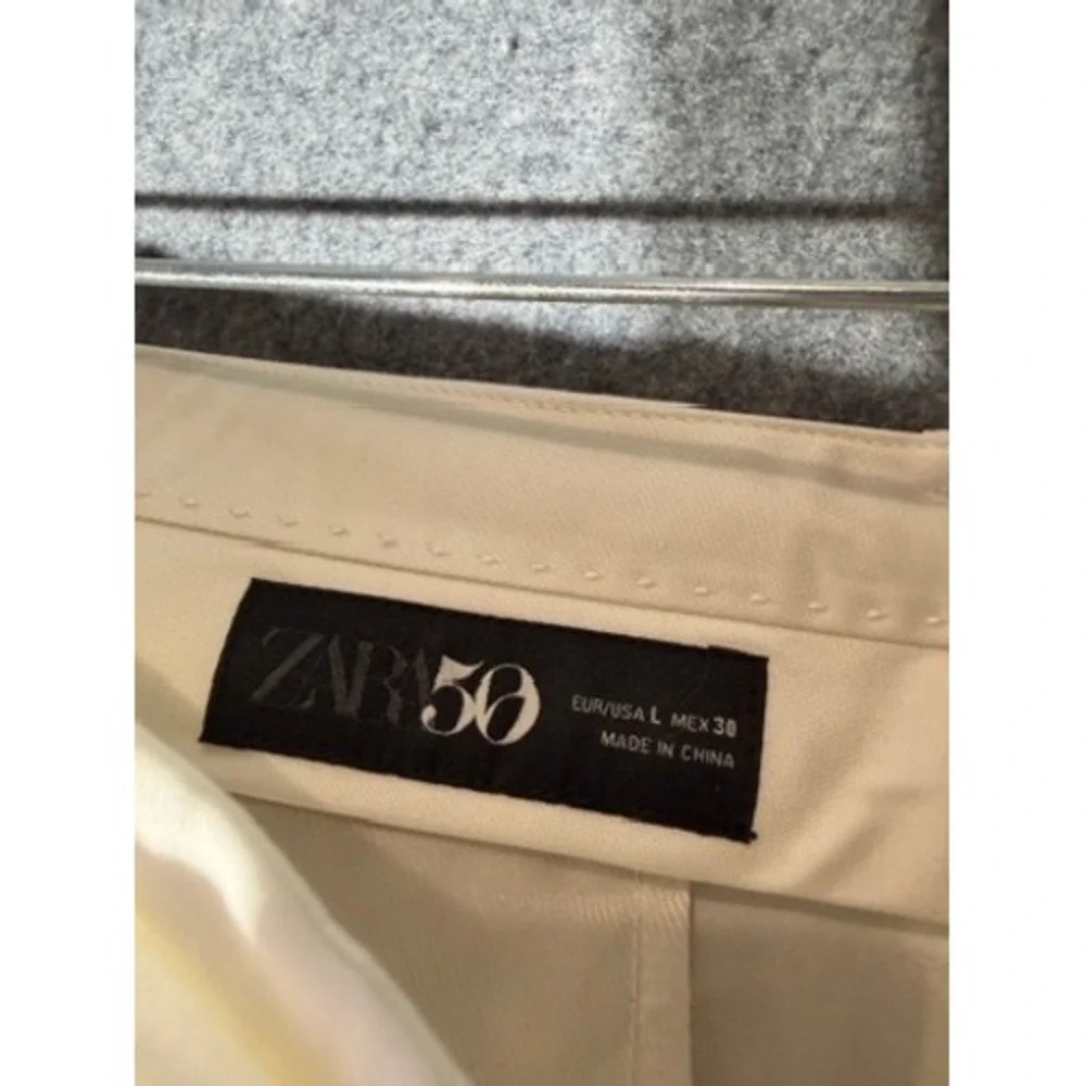 Zara High Rise Wide Leg Trousers White Relaxed Fit Pants Size L NEW Quiet Lux - Picture 4 of 9